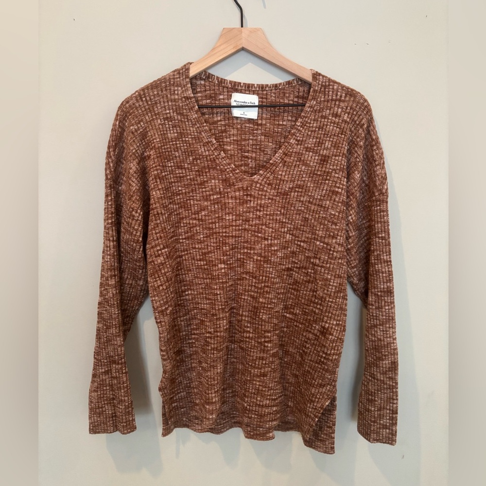 Abercrombie & Fitch Soft Knit Top - Brown Heather space dye